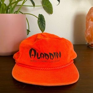 Vintage alladin hotel casino corduroy neon orange snapback